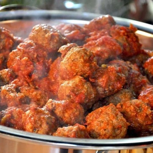 Meatball and Sauce Tray.