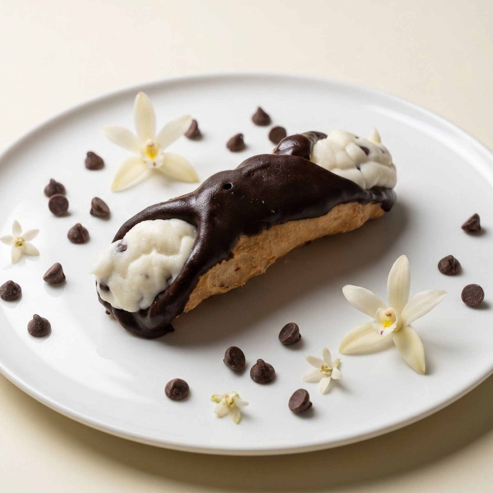Vanilla Chocolate Chip Cannoli.